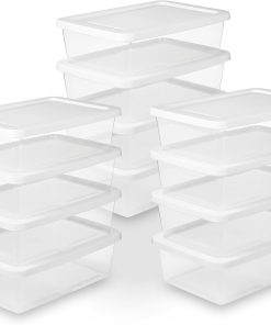 Sterilite Storage Box Stackable Tote. White. 12 Quart. 12 Pack | Clear Plastic Container with Secure Snapping Lids for Home and Office Organization