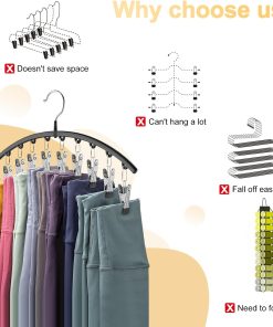 Alternative view of Volnamal Legging Organizer for Closet.2 Pack Metal Yoga Pants Hangers w/10 Clips Hold 20 Leggings.Space Saving Hanging Closet Organizer Clothes Hanger College Dorm Essentials Apartment Essential.Black