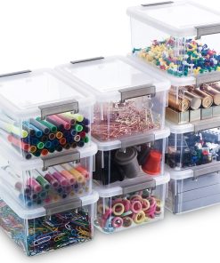 Citylife 10Packs 1.3Qt Small Storage Bins with Lids.Stackable Clear | Plastic Containers for Beads. Buttons. Sewing Supplies. Office Supplies and Small Toys